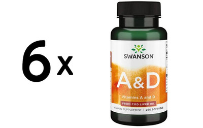 6 x Swanson Vitamins A & D - 250 softgels (39,97 EUR/kg)