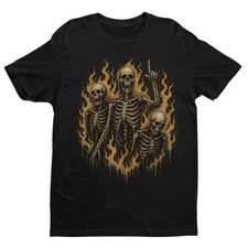 Retro Skeletons On Fire Unisex T-shirt | Gothic Skull Lover Gifts for Men