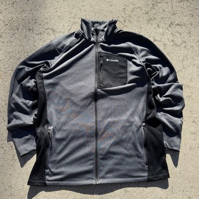 Columbia Interchange Gray Black Softshell Jacket Men s L Full Zip Outdoor