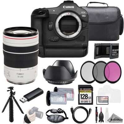 Canon EOS R3 + RF 70-200mm f/4L IS USM Lens+128GB+ExtBat+3PC Filter-Kit