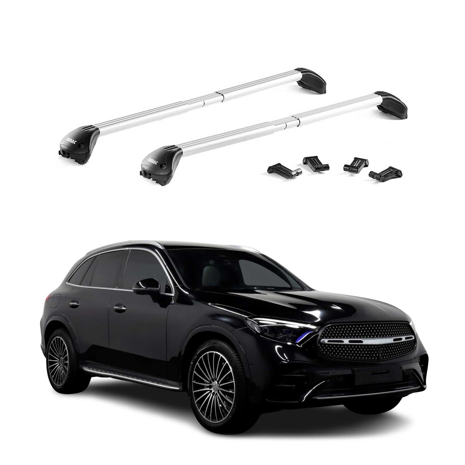 Barres de toit Alu Gris pour Mercedes GLC X254 2022-2026 avec homologation ABE
