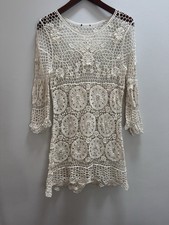 Vintage Crochet Dress UK 8-10 Boho Ibiza Festival Beach Cover Up