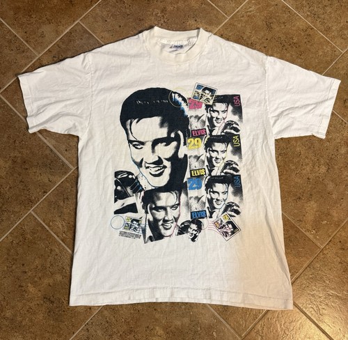 VTG Elvis Presley Stamp Design Tshirt Short Sleeve Size XL Made In USA 90s