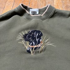 Vintage Black Labrador Dog Crewneck Sweatshirt Size 2XL Green Y2K Embroidered