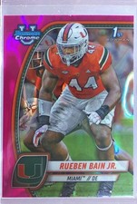 2024 Bowman University Chrome Rueben Bain Jr. Pink Lava Refractor 157 Hurricanes