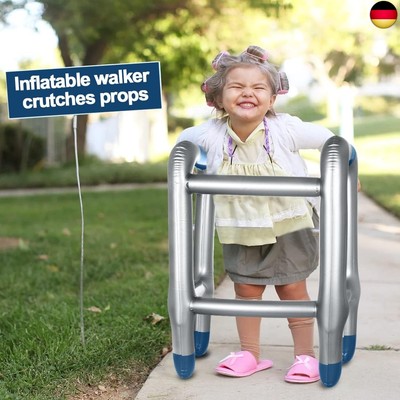 VIEKIER Aufblasbare Gehhilfe & Spazierstock – Inkl. Weißem Bart – Perfekt Für Oma/Opa-Kostüme (Karneval, Halloween)