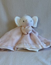 Carter  s Elephant Cuddle Lovey Plush Security Blanket Satin Trim Pink Dots EC
