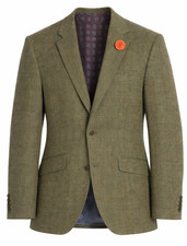 Green Check Herringbone Jacket Tweed Wool Blazer Horse Races Racing Shooting