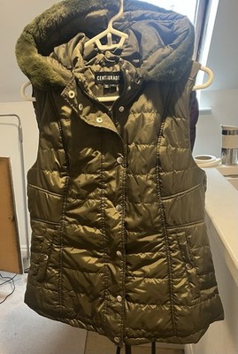 Centigrade Glossy Padded Gilet with Hood Khaki Small NWOT