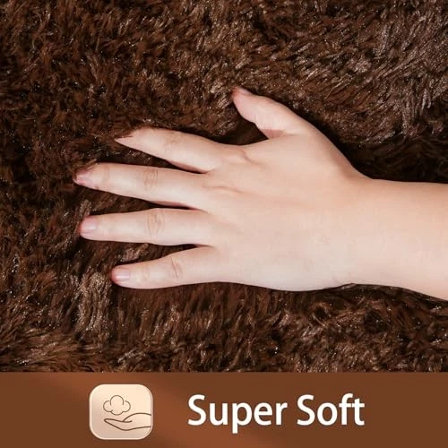 Alfombras pequeñas para dormitorio alfombra marrón de 2x3 pies para cabecera de dormitorio suave mullida Foto 4 de 4