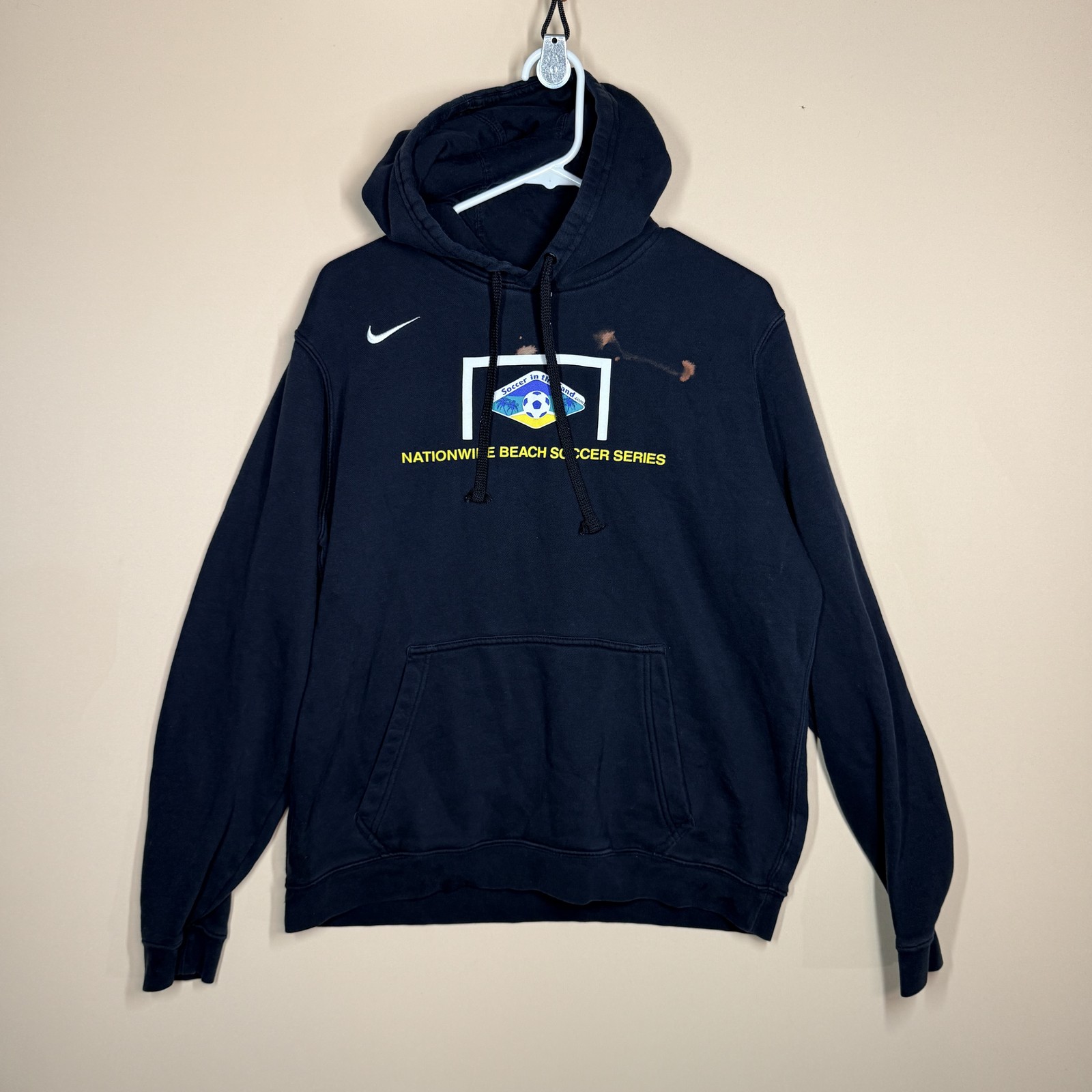 Vintage Nike National Beach Soccer Series Hoodie Hoody Black Men's Medium M VTG