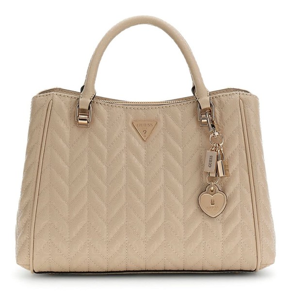 Guess Stacey Girlfriend Satchel Handtasche Tasche Light Beige Beige Neu-image