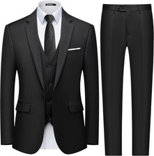 Men's 3 Piece Slim Fit Suit One Button Blazer Vest Pants Set for Business Weddin