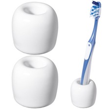 Urbanstrive Ceramic Toothbrush Holders for Bathrooms, Sleek Tooth Brush White