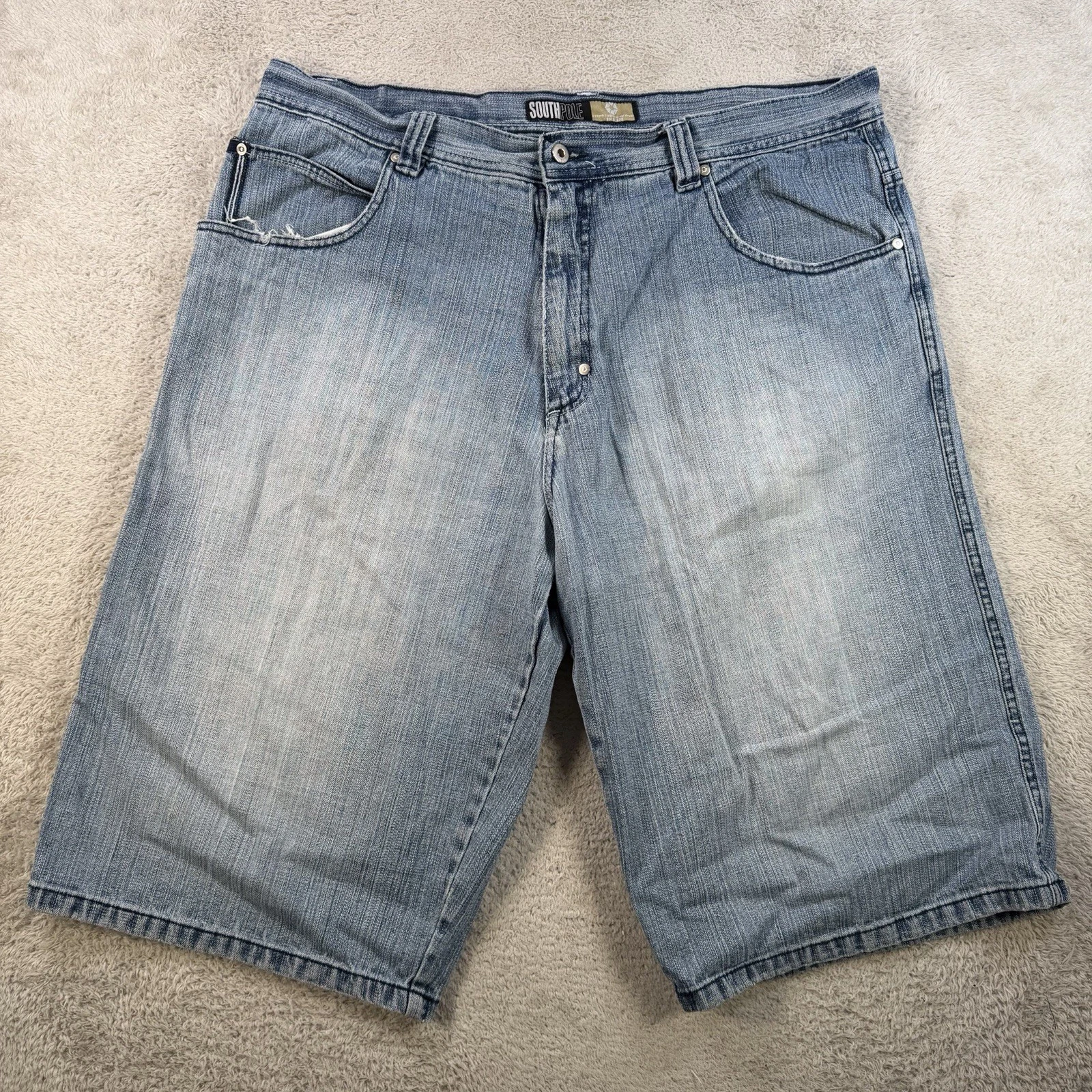Vintage Southpole Shorts Mens 42 Blue Denim Hip Hop Skater Baggy Jorts Y2K