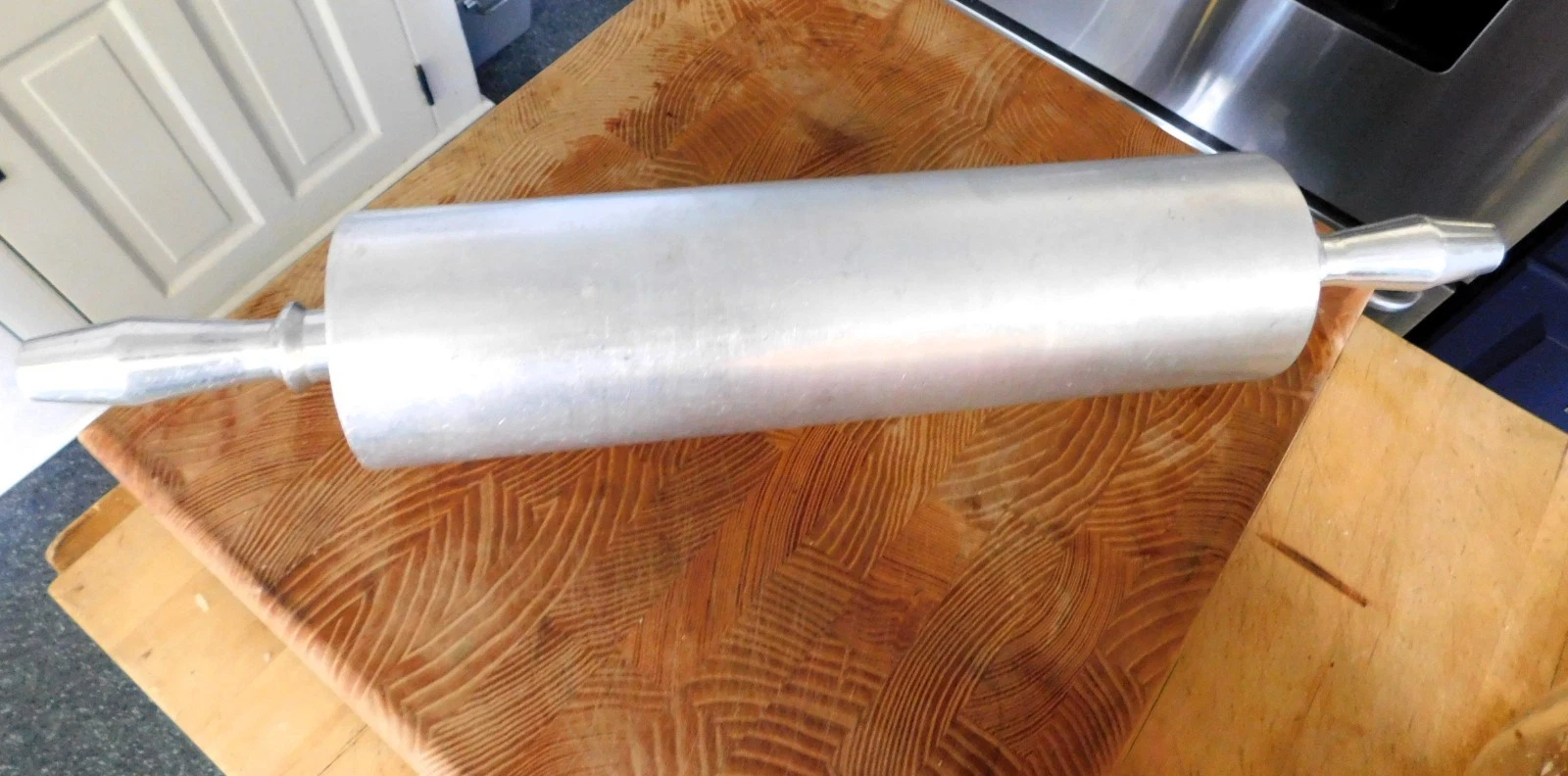 Rare vtg Large Aluminum Rolling Pin Commercial Grade great condition 13 X 3 1/2"