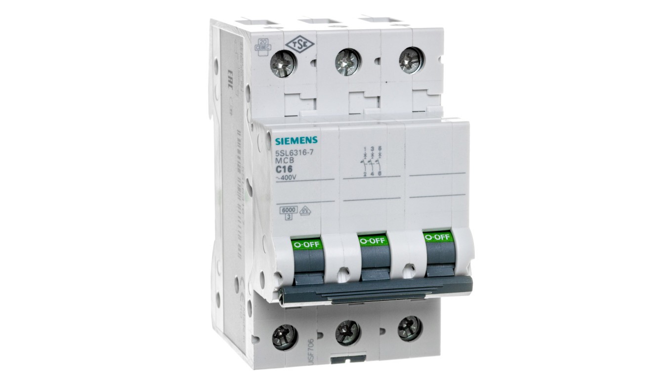 3P C 16A 6kA AC SENTRON 5SL6316-7 Overcurrent Switch