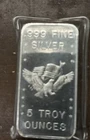 APM Silver 5 Troy oz .999 Bar Vintage