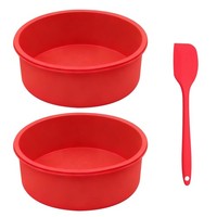 2 StüCk Silikon Backform Rund 15Cm Kuchenform Tortenform Rot