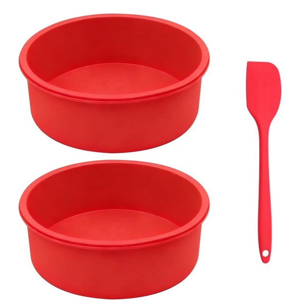2 StüCk Silikon Backform Rund 15Cm Kuchenform Tortenform Rot-image