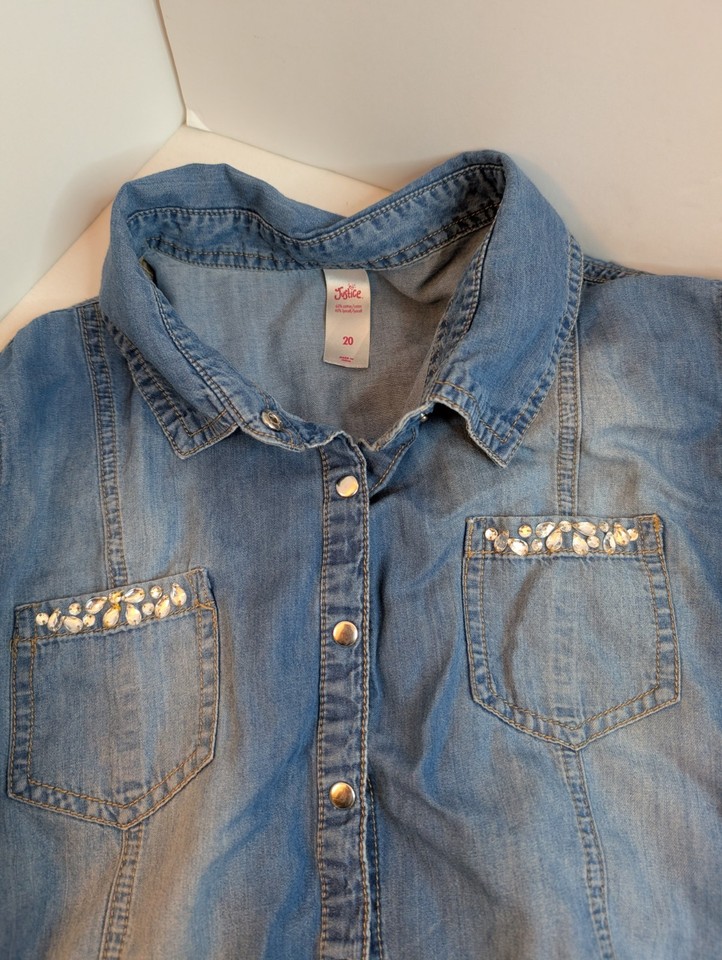 Jean Bootcut Fille Justice - Gris, Taille 14, Avec Patch Cœur - Très Bon état