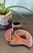 Rare Vintage MCM Pink/Brown Ashtray with Cigarette Compartment - Japan