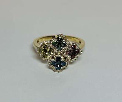 LeVian Le Vian 14k Gold Multicolor Kleeblatt Diamant Ring Größe 7-2,2