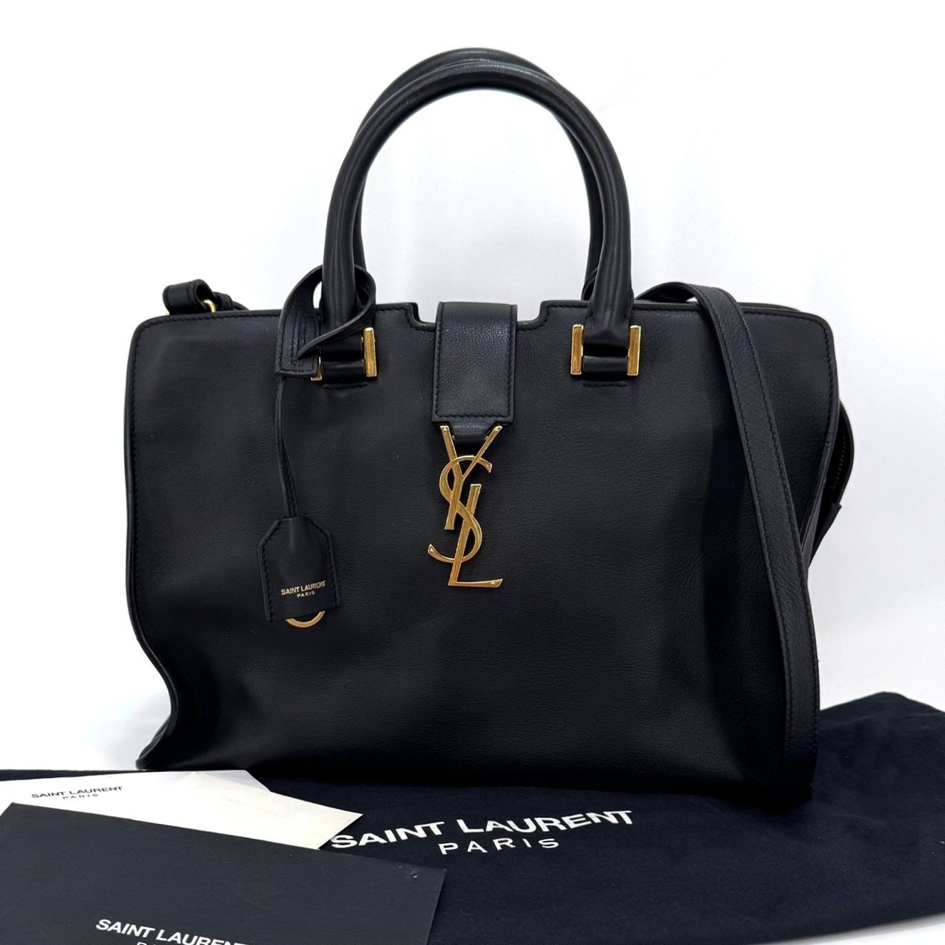 Saint Laurent Cabas piccola borsa nera tote e tracolla (424869) 130491055