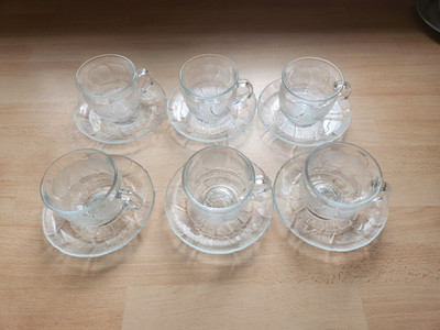 6 Teegläser, Bowlegläser + Unterteller Luminarc Arcoroc Fleur Blüten Vintage **