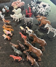 Plastic Toy Animals Lot 50 Pc Farm Horses Cows Pigs Dogs Cats China Sheep Duck