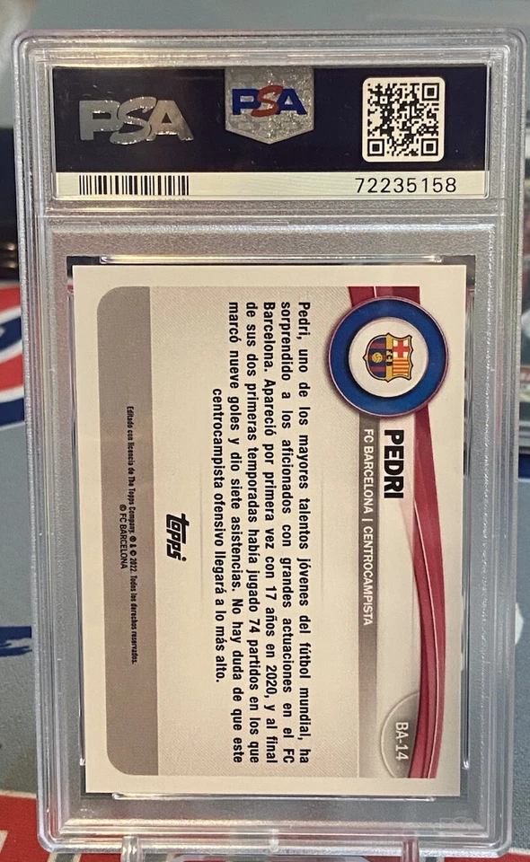 2022-23 Topps FC Barcelona Fan Set Red /5 Pedri #BA-14 PSA 9 Barcelona - Image 2 of 3