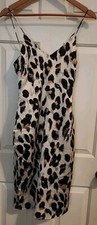 Superdown Beige Brown Animal Print Slip Dress Size XS Lined Zip Back