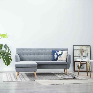 Détails Sur Vidaxl Canapé Angle Revêtement Tissu Gris Clair Salle De Séjour Sofa De Salon
