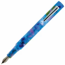Monteverde MVP Blue Squares & Chrome Fountain Pen - Medium Nib - New!
