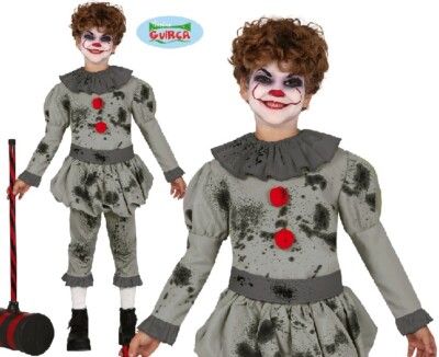 Kinder Halloween Jungen Killer Clown Kostüm Kinder grau it Outfit fg