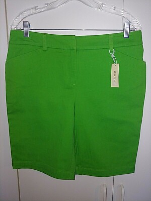JONES NEW YORK STRETCH LADIES GREEN SHORTS-10P-NWT-COTTON/ELASTANE-NICE-COMFY