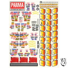 PARMA #771 - 1/24 Slot STOCK CAR Logos Numbers Sticker Decal Sheet 6"x8" Models