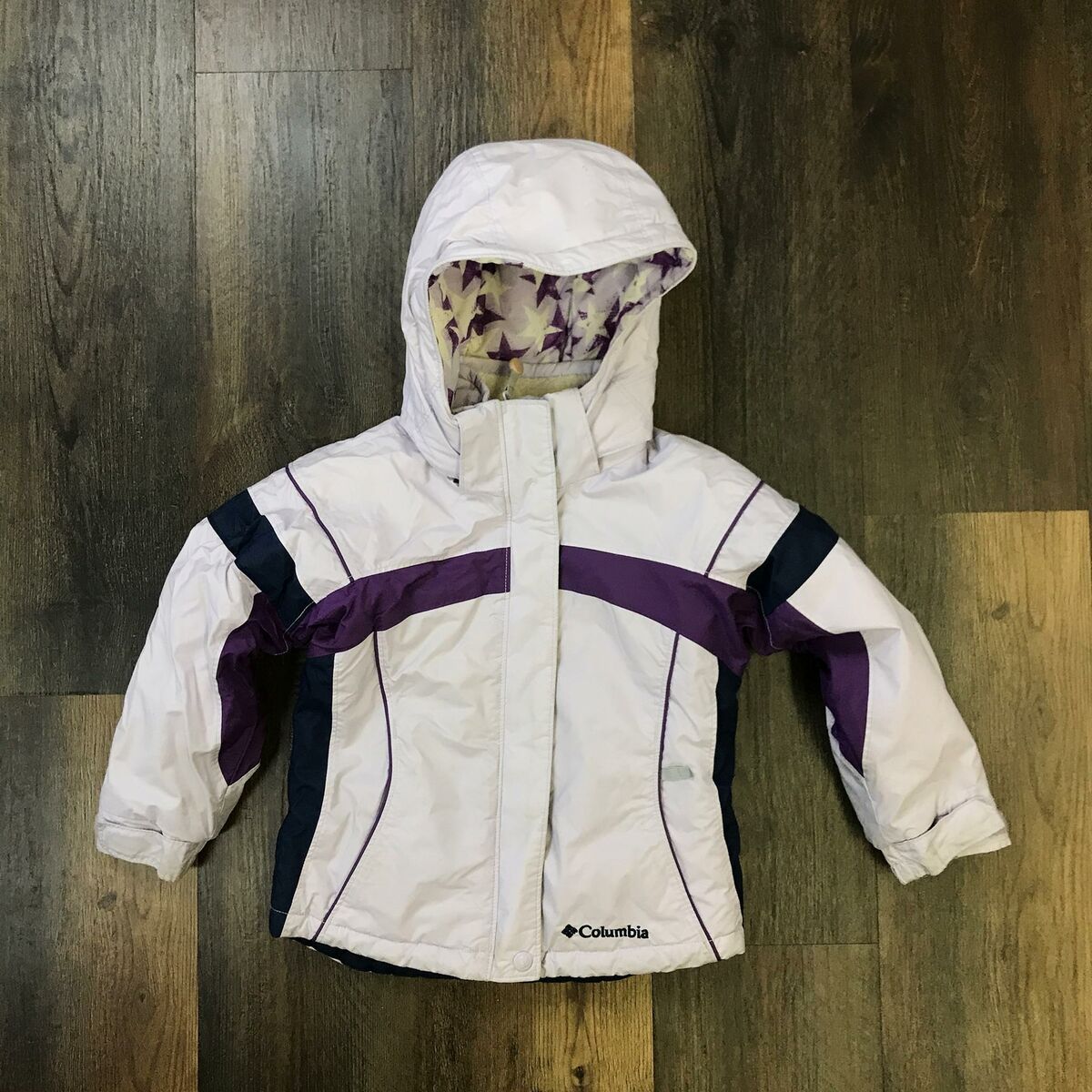 COLUMBIA SPORTSWEAR White/Purple Hooded Snowboarding Jacket COLUMBIA SPORTSWEAR White/Purple Hooded Snowboarding Jacket