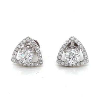 Convertible Lab Grown Diamond Changeable Stud Earrings   10K White Gold Danglers