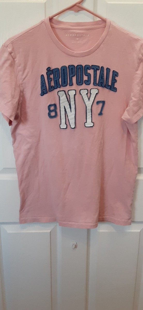 Aeropostale Pink T Shirt with Stitched Letters Short Sleeves