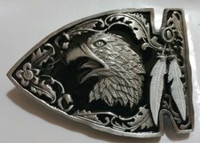 EAGLE HEAD BELT BUCKLE WESTERNS SILVER BLACK AMAZING DESIGNS  QUALITY USA NEW