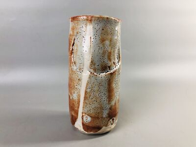 Y6939 FLOWER VASE Shino-ware signed box Japan ikebana floral
