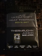 ThermaJohn Junior Boy's Thermal Set With Fleece Lining RM7 Black Medium NWT