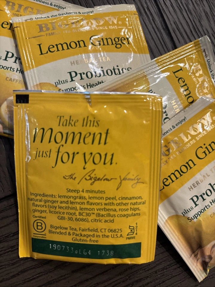 45 пакетиков чая Bigelow лимон имбирь травяной чай плюс пробиотики без кофеина - Изображение 3 из 4