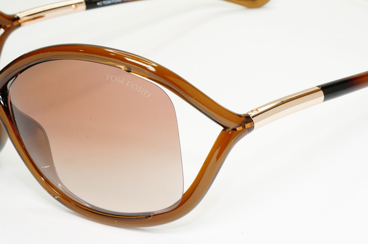 Tom Ford Whitney Sunglasses Brown Gradient Gold Large Wrap TF9