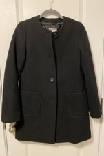Uniqlo Women Wool Blend Mid-length Coat with Pockets Black Size S NWT