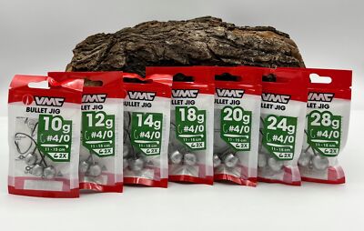 VMC Bullet Jig Haken #4/0 Baitholder 10g 12g 14g 18g 20g 24g 28g Black Nickel