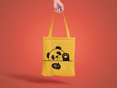 Say ''Hi'' to Cute Panda, panda patterned canvas bag, cute panda will brighten up