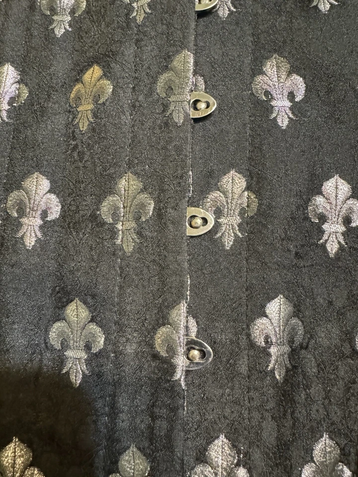 Hour Glass Corsetry Blk/Silver Fleur de lis French Design Burlesque Size 5XL - Image 4 of 4