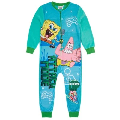 SpongeBob SquarePants Green All In One Jumpsuit Boys Age 3-10 Years